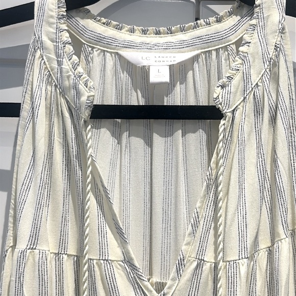 Lauren Conrad Halter Yellow Blue Striped Cottagecore Boho Maxi Dress - Picture 3 of 15